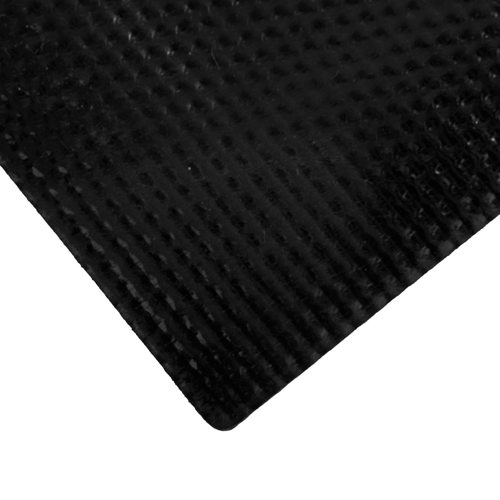 Close-up of textured black rubber bar runner mat for sublimation or laser engraving