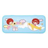Blue metal tin pencil case with cartoon design, ideal for sublimation and laser engraving