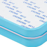 Close-up of a blue metal sublimation blank tin, suitable for laser engraving and personalization.