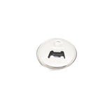Close-up of 58mm metal bottle opener keychain back with keyring hole, perfect for creating custom promotional accessories.