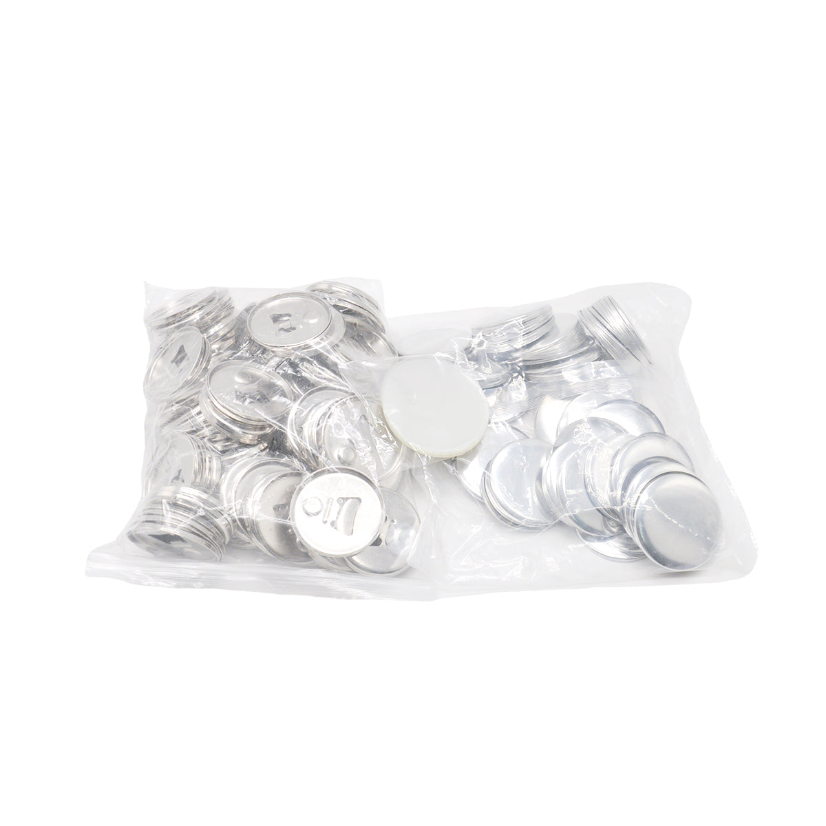 Bulk pack of 100x 58mm bottle opener keychain badge blanks, ideal for crafting custom keychains for events or branded merchandise.