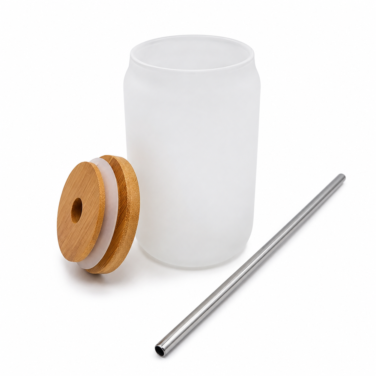 400ml Frosted Glass with Bamboo Lid