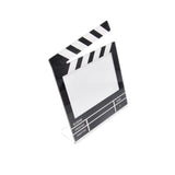Angled view of sublimation clapperboard photo frame with acrylic base, showcasing unique triangular shape for stylish home or office décor.