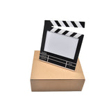 Sublimation Clapperboard Photo Frame with acrylic body and aluminium insert, shaped like a movie clapperboard, ideal for custom desk photo display.