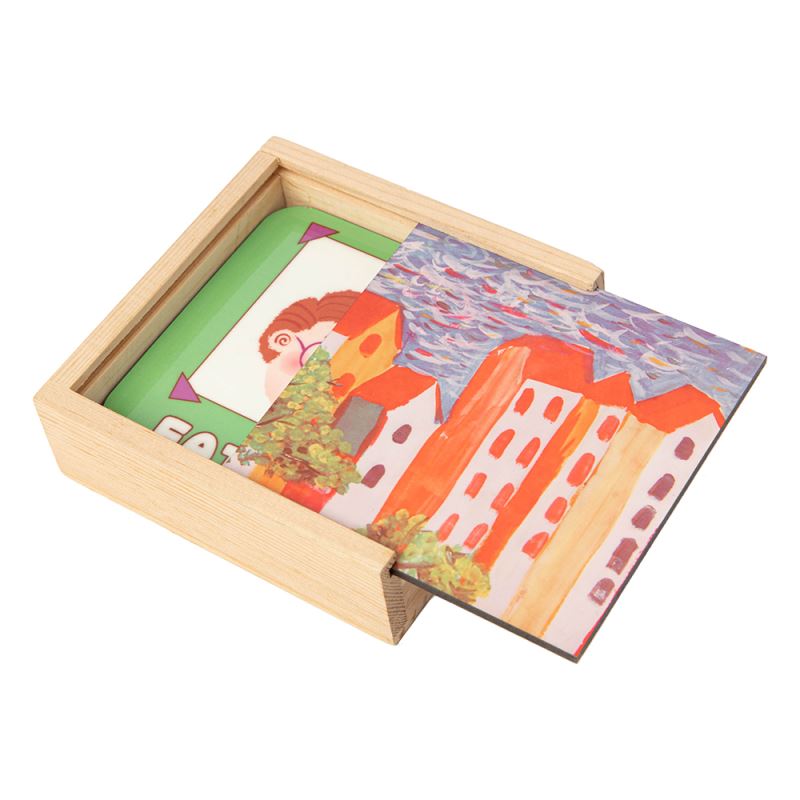 Wooden gift box with sublimation printable coasters, ideal for laser engraving or custom designs