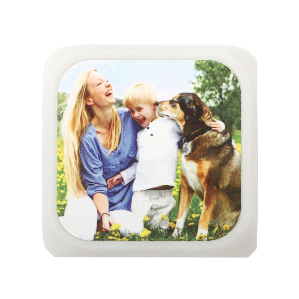 Blank sublimation digital LED alarm clock with customizable photo panel