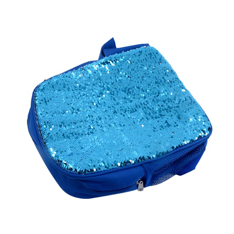 Kids blue sequin backpack blank, ideal for sublimation or laser engraving personalization