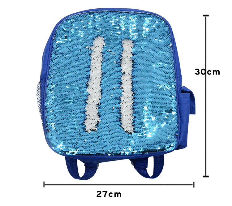 Kids blue sequin backpack blank, suitable for sublimation or laser engraving, 30x27cm