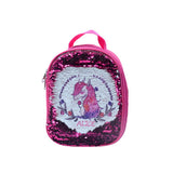Kids pink sequin lunch bag blank for sublimation, unicorn design, suitable for custom printing