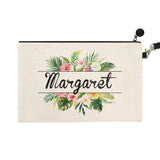 Blank linen cosmetic pouch for sublimation with zipper and detachable strap, plain background