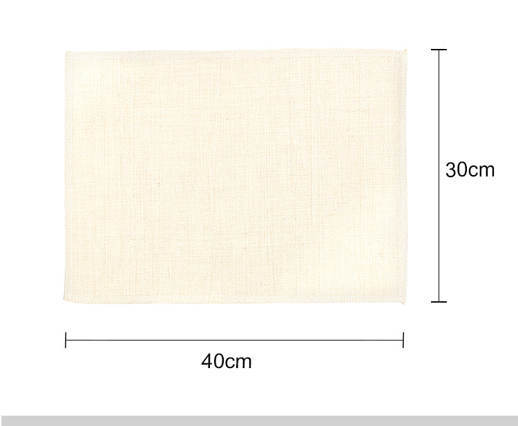 Blank linen dual layer placemat 30x40 cm, ideal for sublimation or laser engraving.
