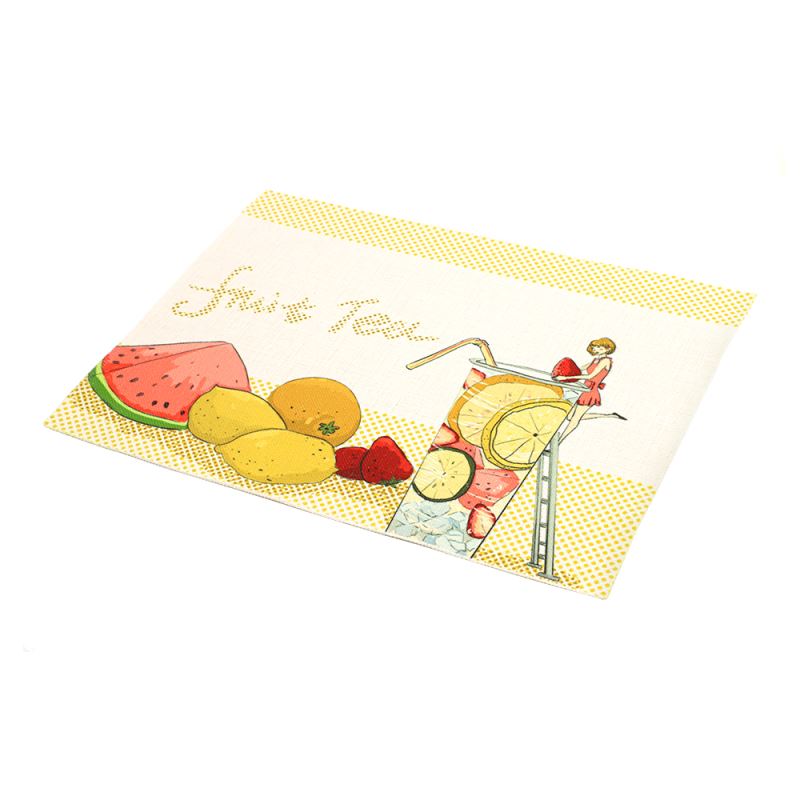 Linen dual layer placemat blank for sublimation or laser engraving, white with yellow border.