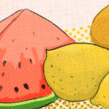 Close-up of sublimation blank linen placemat with printed watermelon and lemon design
