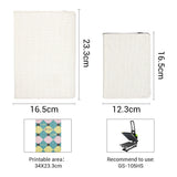 Blank linen A6 notepad for sublimation or laser engraving, shown with size dimensions and printable area.