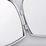 Close-up of open heart-shaped sublimation pocket mirror with metallic hinge, blank for engraving or printing
