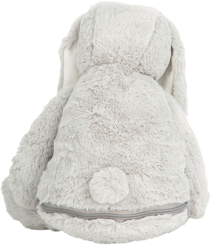Mumbles Zippie grey bunny seen from the back, featuring soft grey fur and a cute tail.