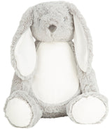 Mumbles Zippie grey bunny, a soft plush toy with grey fur and white belly, perfect for cuddling or gifts.