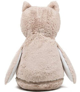 Mumbles Zippie light brown owl plush toy showing the back view with soft fur and wings.