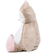 Mumbles Zippie light brown owl plush toy side view, showcasing its soft fur and sweet expression.