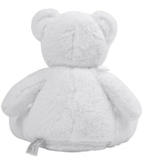 Back view of the Mumbles Zippie New Baby Bear with ultra-soft white fur, perfect for cuddling and customisation.