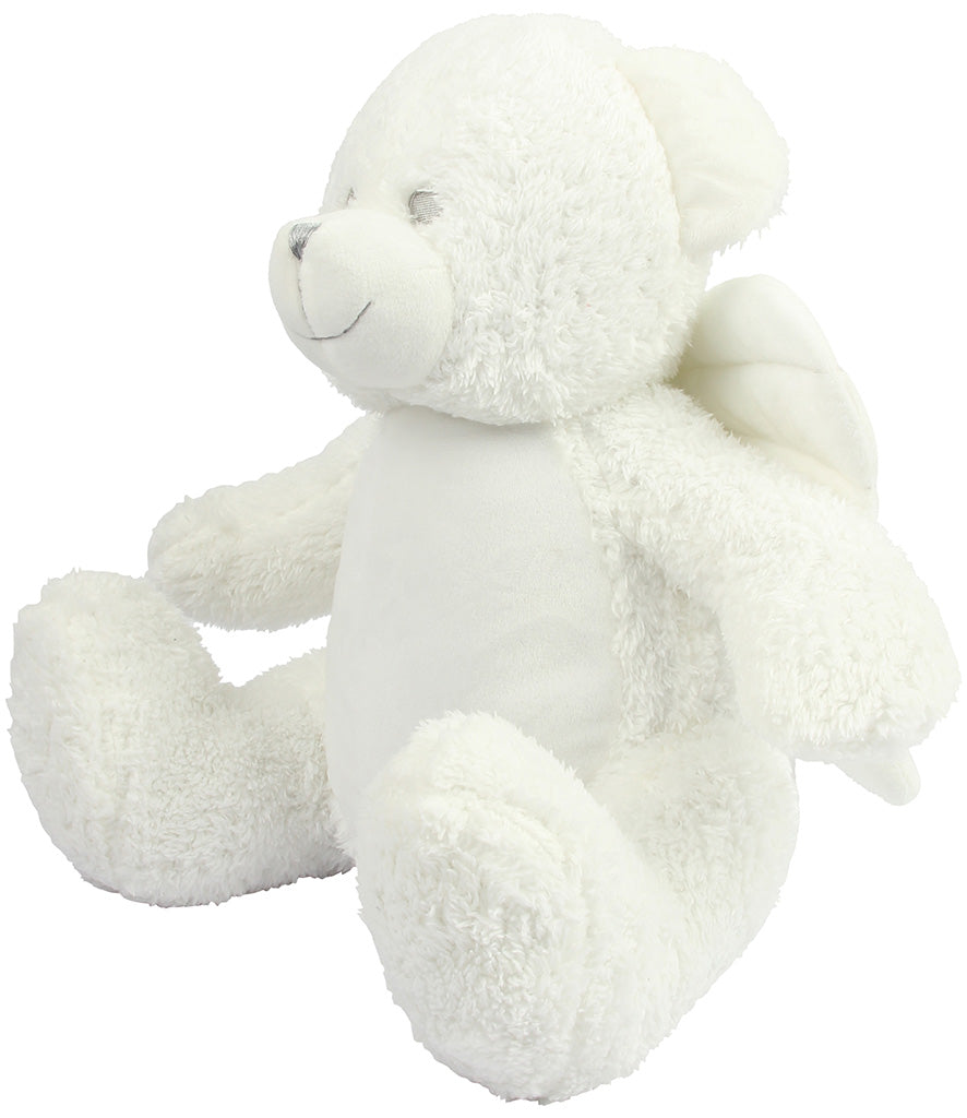 Mumbles Zippie white angel Bear sitting with soft white fur and angel wings, perfect for personalisation and cuddling.