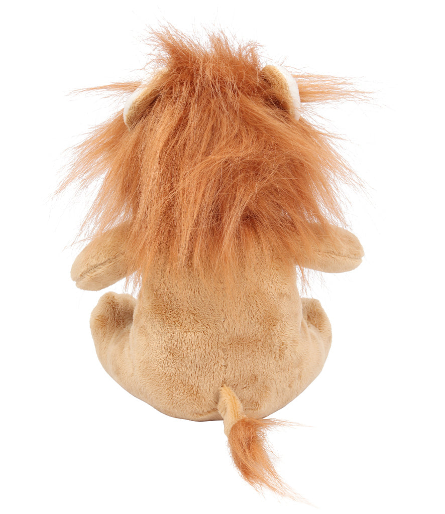 Back view of the Mumbles Zippie brown lion plush toy showcasing its soft fur and playful mane.