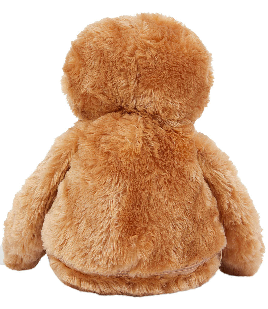 Mumbles Zippie Brown Sloth back view showcasing its ultra-soft brown fur and cuddly design.