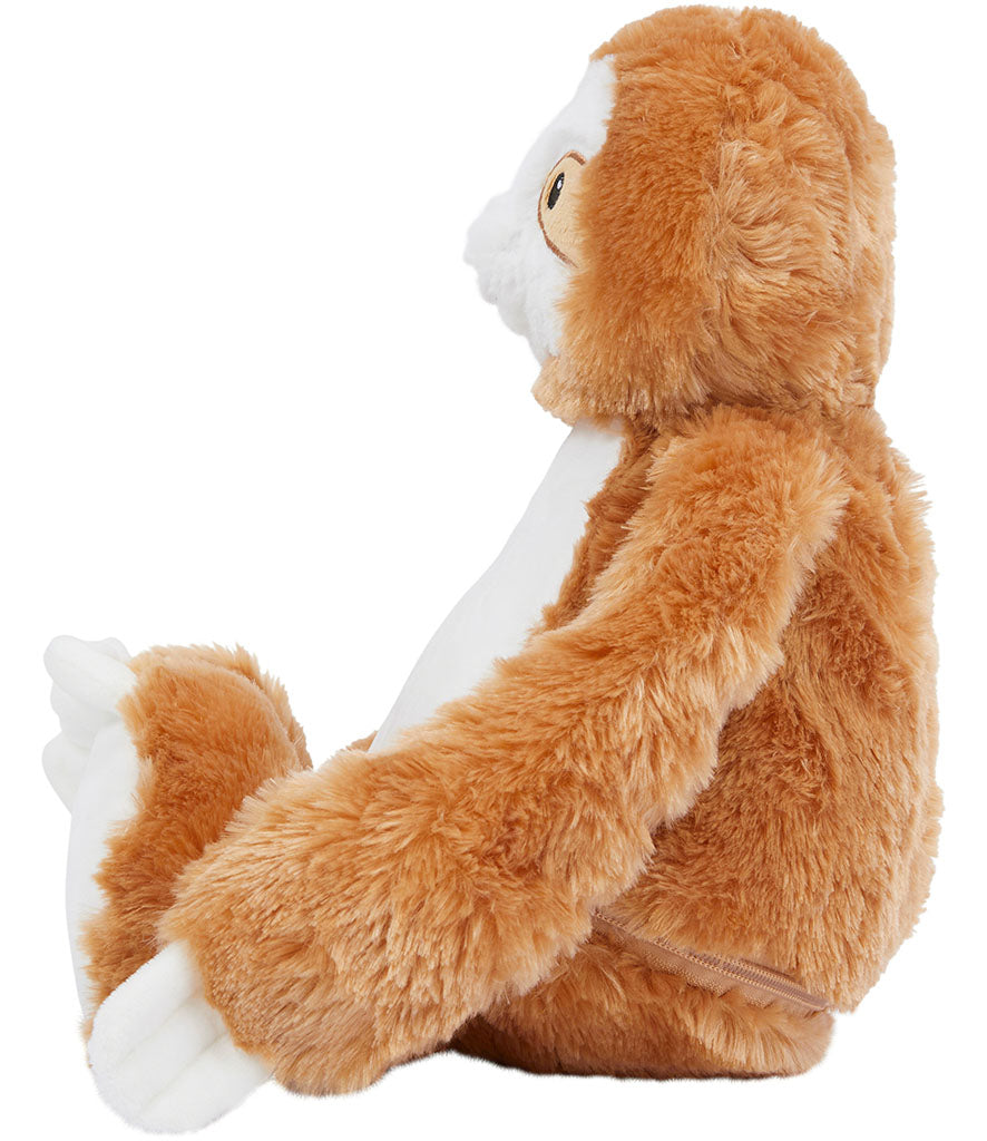 Mumbles Zippie Brown Sloth plush toy with soft brown fur, perfect for cuddling and personalizing.