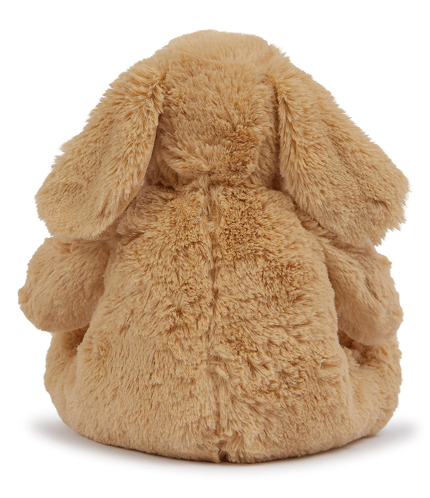 Back view of Mumbles Brown Dog stuffed animal showing plush tan fur and floppy ears, perfect for personalized sublimation designs.