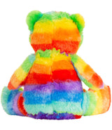 Back view of Mumbles Rainbow Bear showing full rainbow-striped fur, perfect for personalized sublimation designs and keepsakes.