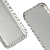 Detailed view of open Silver Metal Stationary Tin, showcasing its blank surface suitable for sublimation and personalized office supplies.
