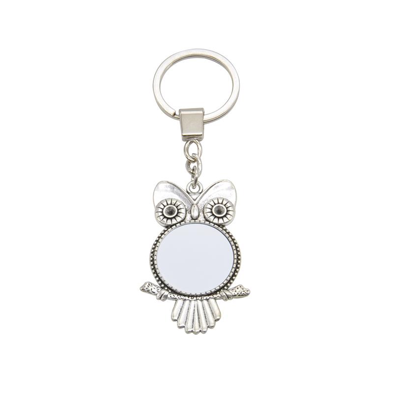 sublimation blank owl metal keyring