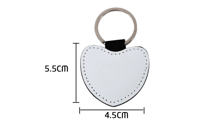 Heart-shaped blank keyring for sublimation or laser engraving, 5.5cm by 4.5cm