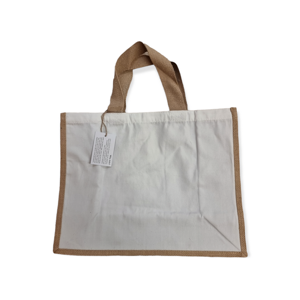 Jute & Polyester Tote Bag - 43 x 34 x 19 cm