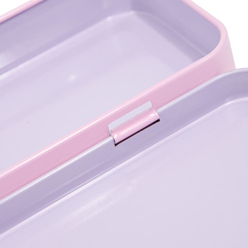 Close-up of a pink metal tin suitable for sublimation or laser engraving projects