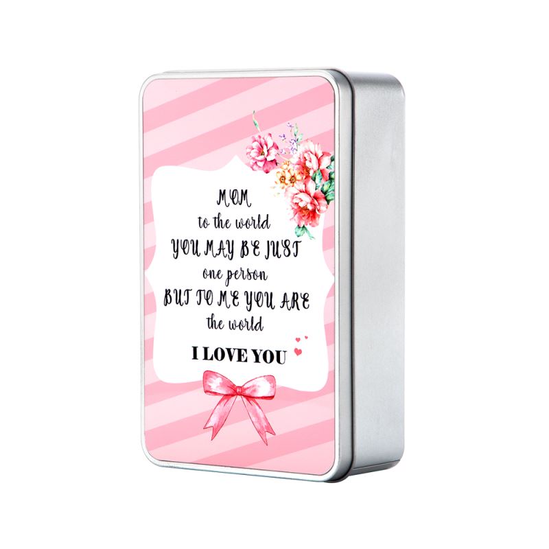 Rectangle metal tin for sublimation, pink floral design, Mother's Day gift, laser engravable.
