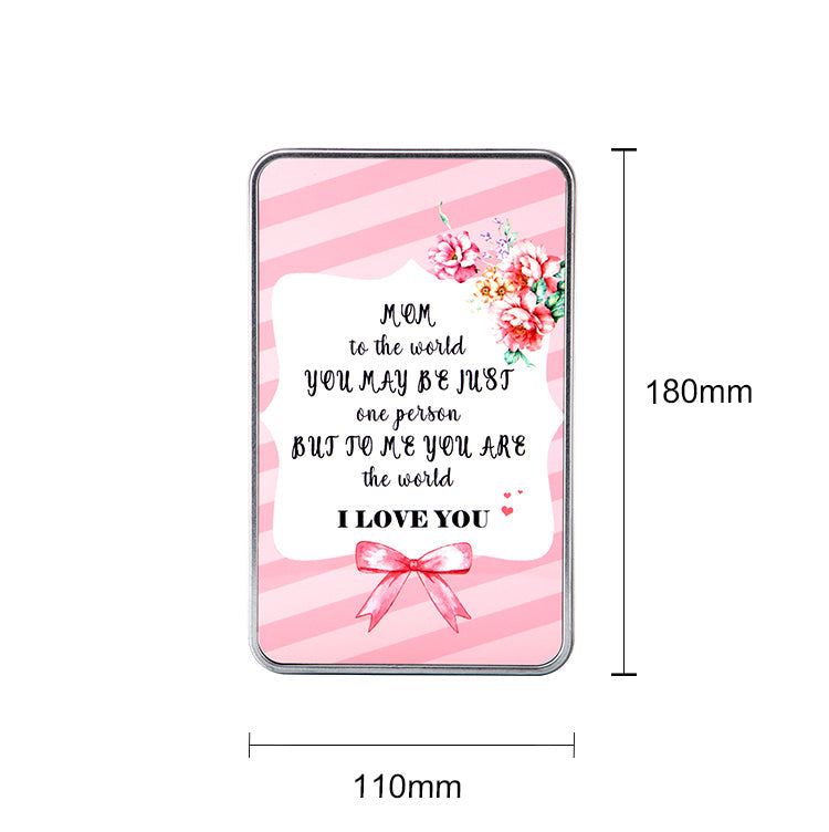 Rectangle metal tin for sublimation or laser engraving, pink floral design, 110x180mm, gift message for mom.