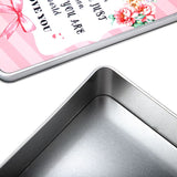 Blank rectangular metal tin for sublimation and laser engraving, with floral printed lid