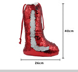 Red sequin Christmas stocking boot, 40cm tall, sublimation blank for laser engraving