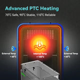 SUNLU FilaDryer E2 showcasing advanced PTC heating system with internal temperature up to 110°C for stable filament drying.