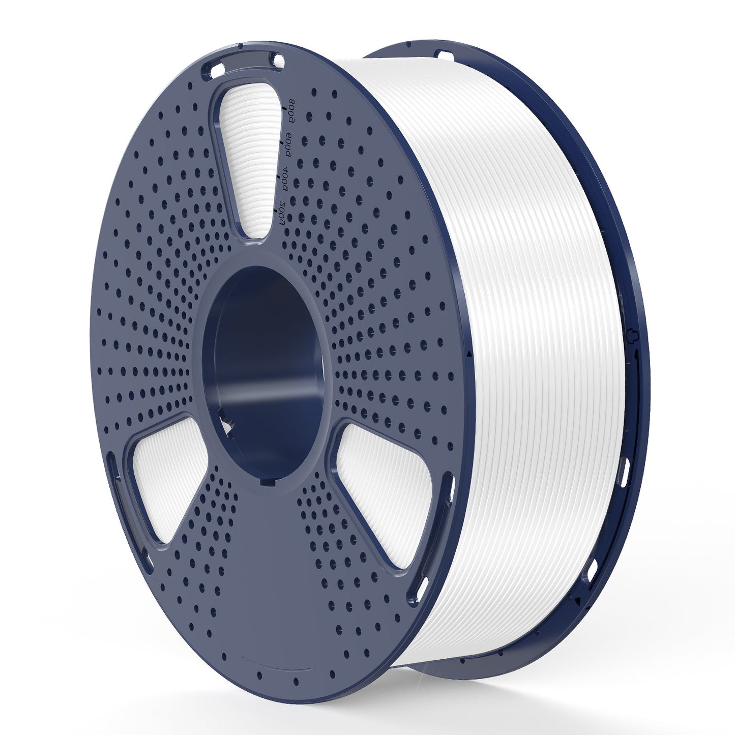 Sunlu Silk PLA+ White Filament 1KG spool for 3D printing with glossy finish and enhanced durability.