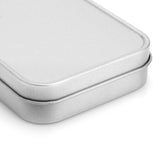 Close-up of Silver Metal Stationary Tin corner, highlighting its durable construction and sleek design for office or school use.