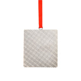 Blank metal square ornament with red ribbon, suitable for sublimation or laser engraving.