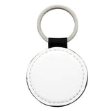 Blank round white sublimation keyring with metal ring for custom printing or laser engraving