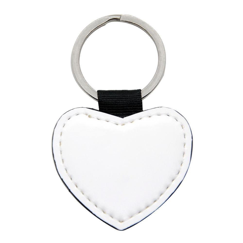 white heart-shaped blank keyring for sublimation or laser engraving