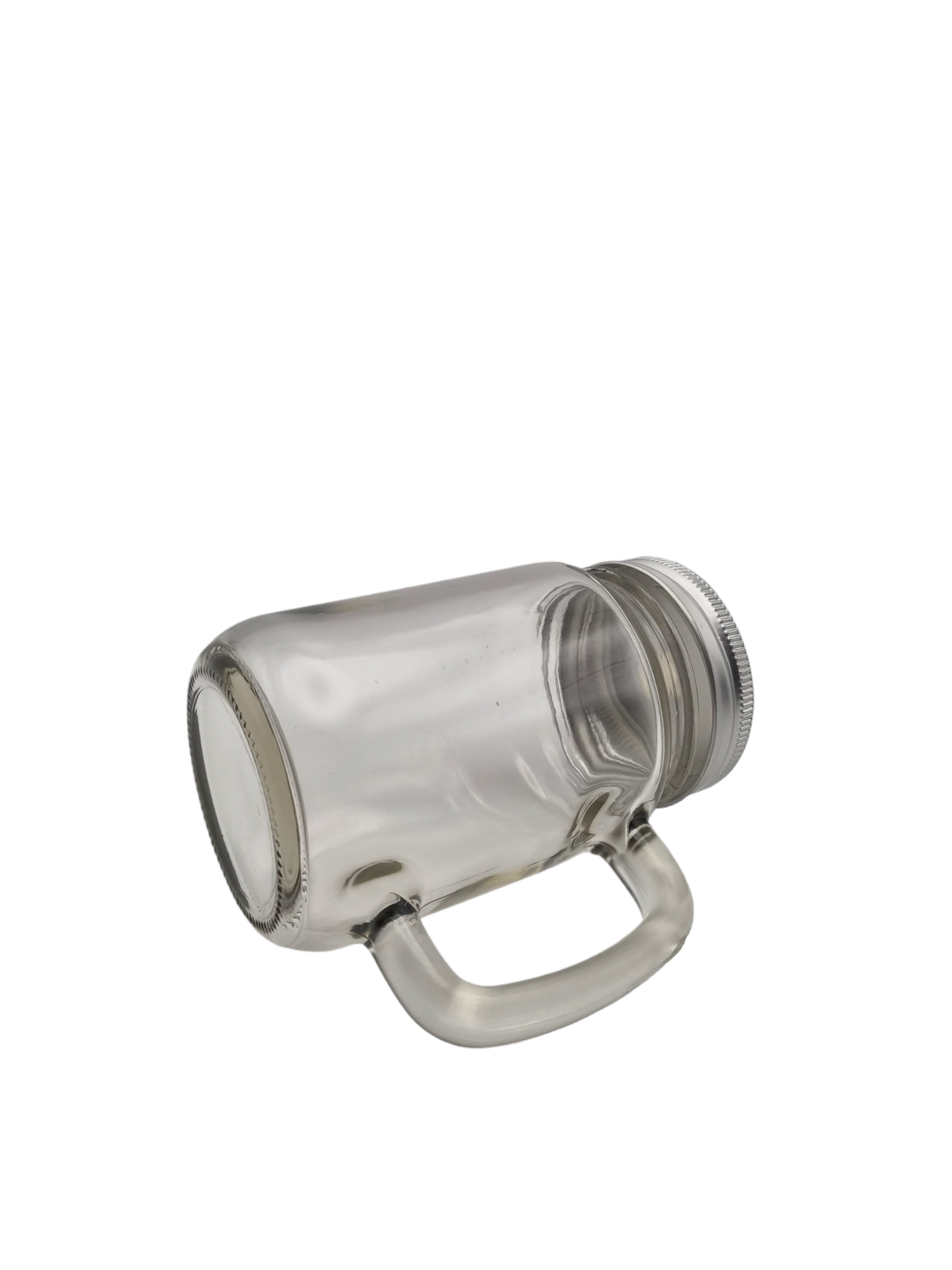 Clear glass mason jar with handle and metal lid for sublimation or laser engraving