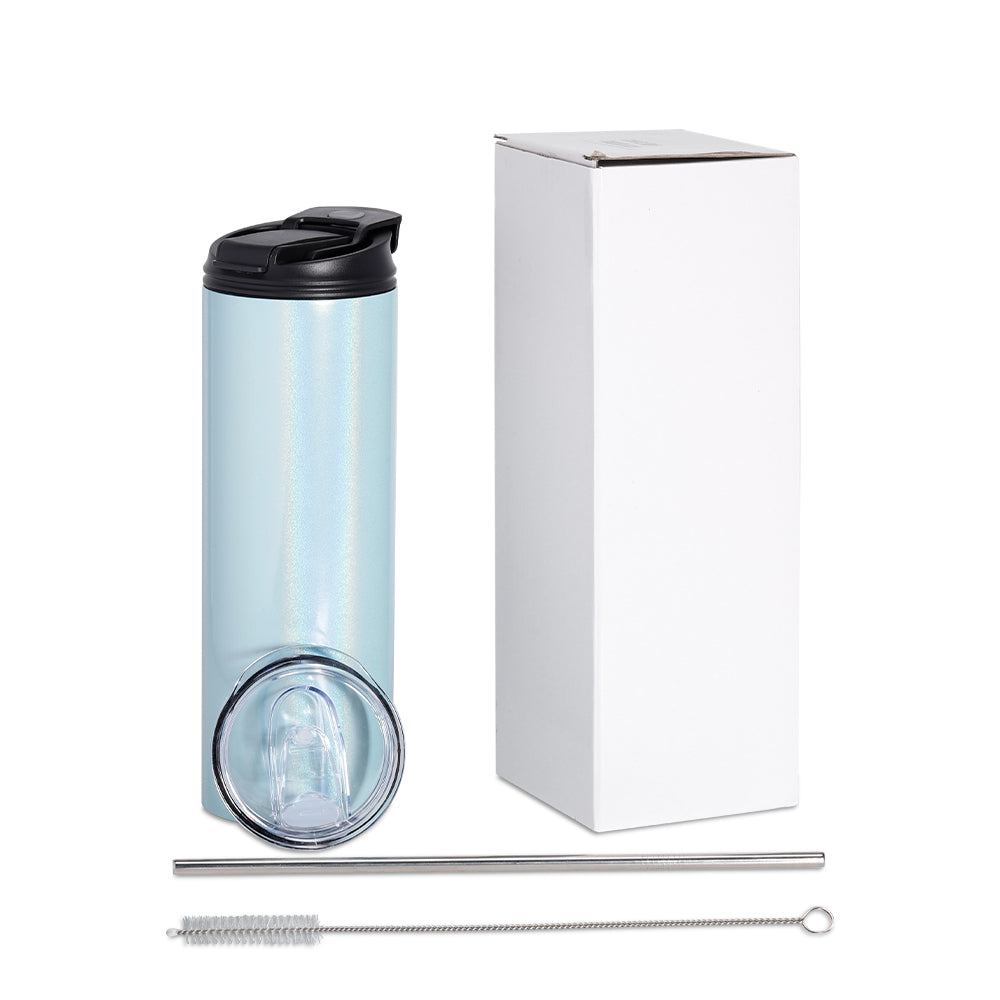 Green Sparkle Skinny Tumbler with two Lids - 20oz