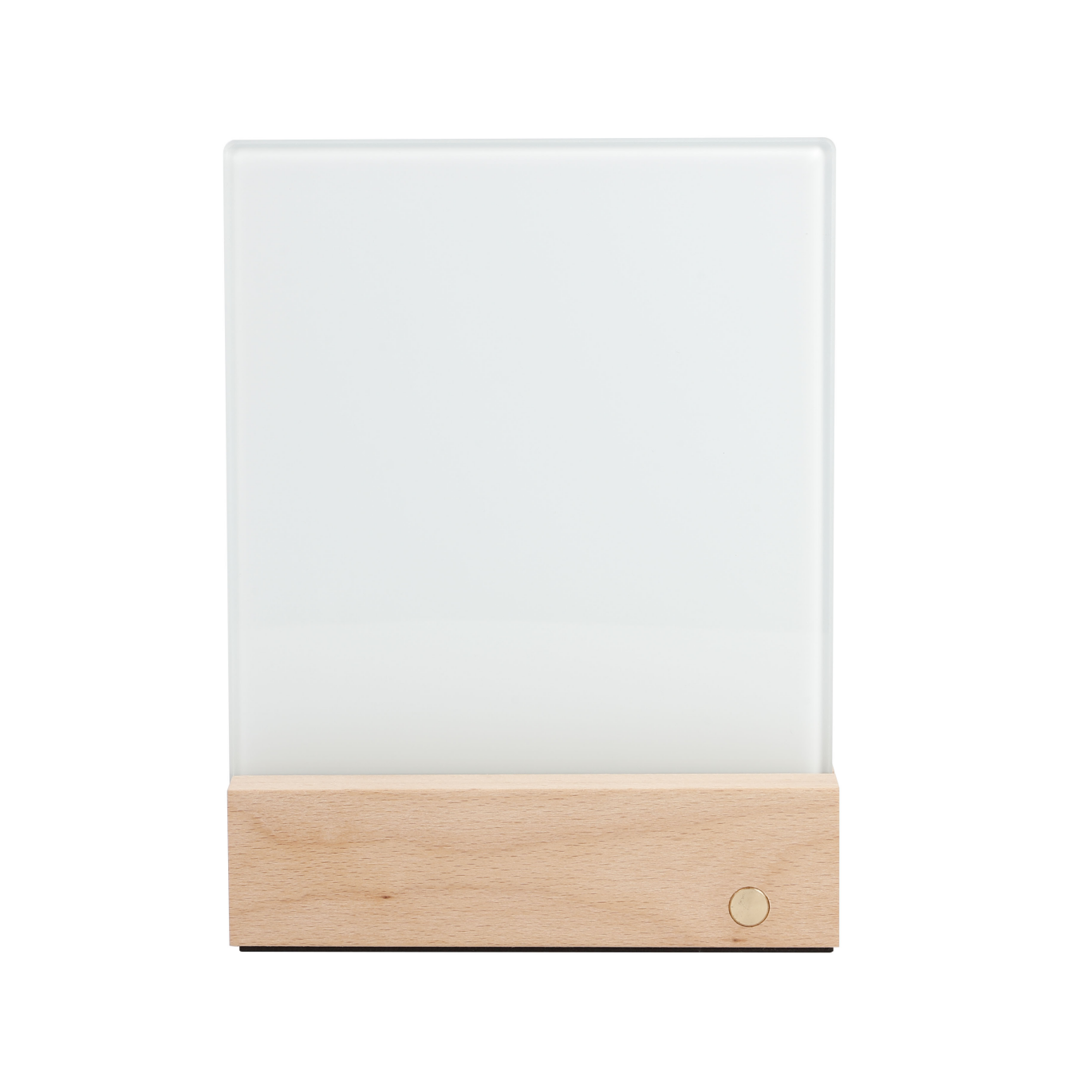 Blank glass photo panel with wooden LED base, perfect for sublimation printing and personalized home decoration projects.