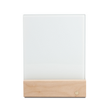 Blank glass photo panel with wooden LED base, perfect for sublimation printing and personalized home decoration projects.