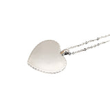 Blank silver heart pendant necklace for sublimation or laser engraving on white background